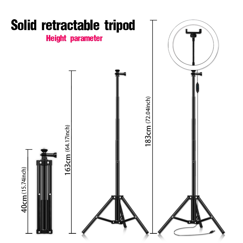 Starbea 10'' Selfie Ring Light with Tripod Stand and Phone Holder Photographic Lights LED Circle Ringlight RGB Camera light for Makeup YouTube Tiktok (RGB