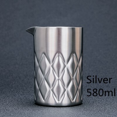 Cocktail Mixing Glass Stainless Steel Stirring Tin 500ml Preferred by Pros and Amateurs Alike Make Your Own Specialty Cocktail: Silver 580ml