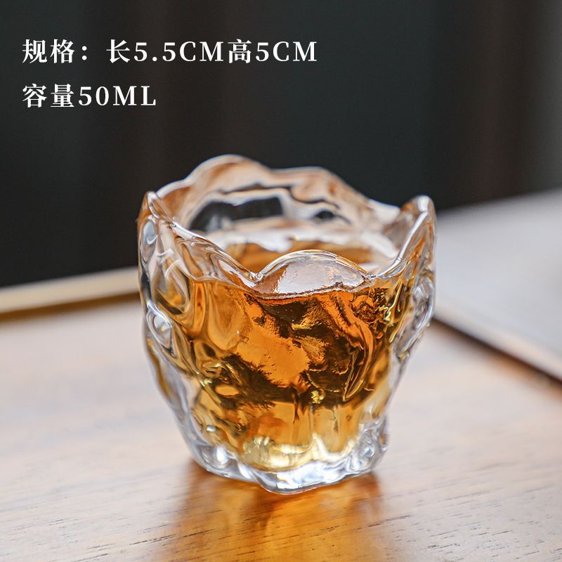 Heat-resistant Coloured Glaze Glass Cup Tea Cup Chinese Kung Fu Teacup Frosted Master Cup with Saucer Cloudy Household Small Cup: 06 Coloured Glaze