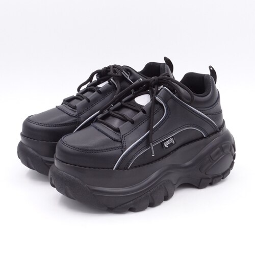 Comfabea damskor vardagligt kvinnor platåskor sneakers vårskor kvinnor tjock sula creepers sportsko: Svart / 7