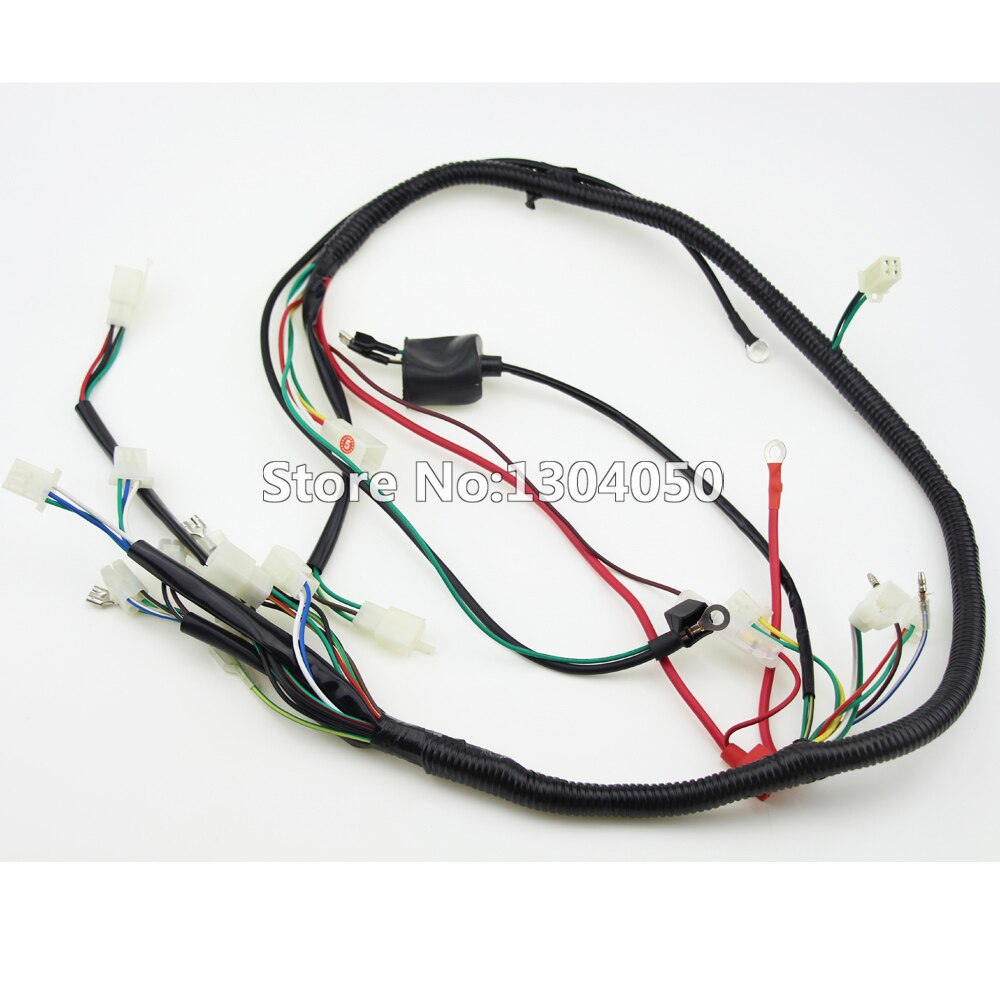 BUGGY WIRING HARNESS LOOM GY6 CDI ELECTRIC START STATOR 8 COIL C7HSA SPARK PLUG SWITCH ENGINE 150CC QUAD ATV GO KART KANDI DAZON