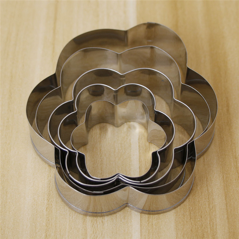 5 stks/set Bloemvorm Rvs Cookie Cutters Fondant Chocolade Cakevorm Bakken Gebak Gereedschap