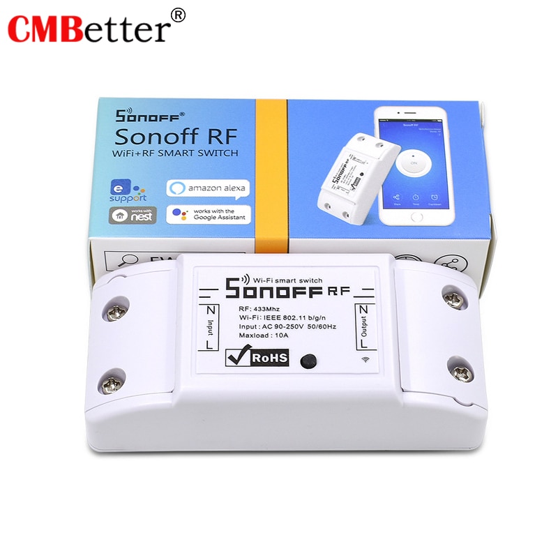 Sonoff rf wifi trådløs switch 433 mhz modtager fjernbetjening diy smart hjemmeautomatisering relæmoduler timer  ac 90-250v