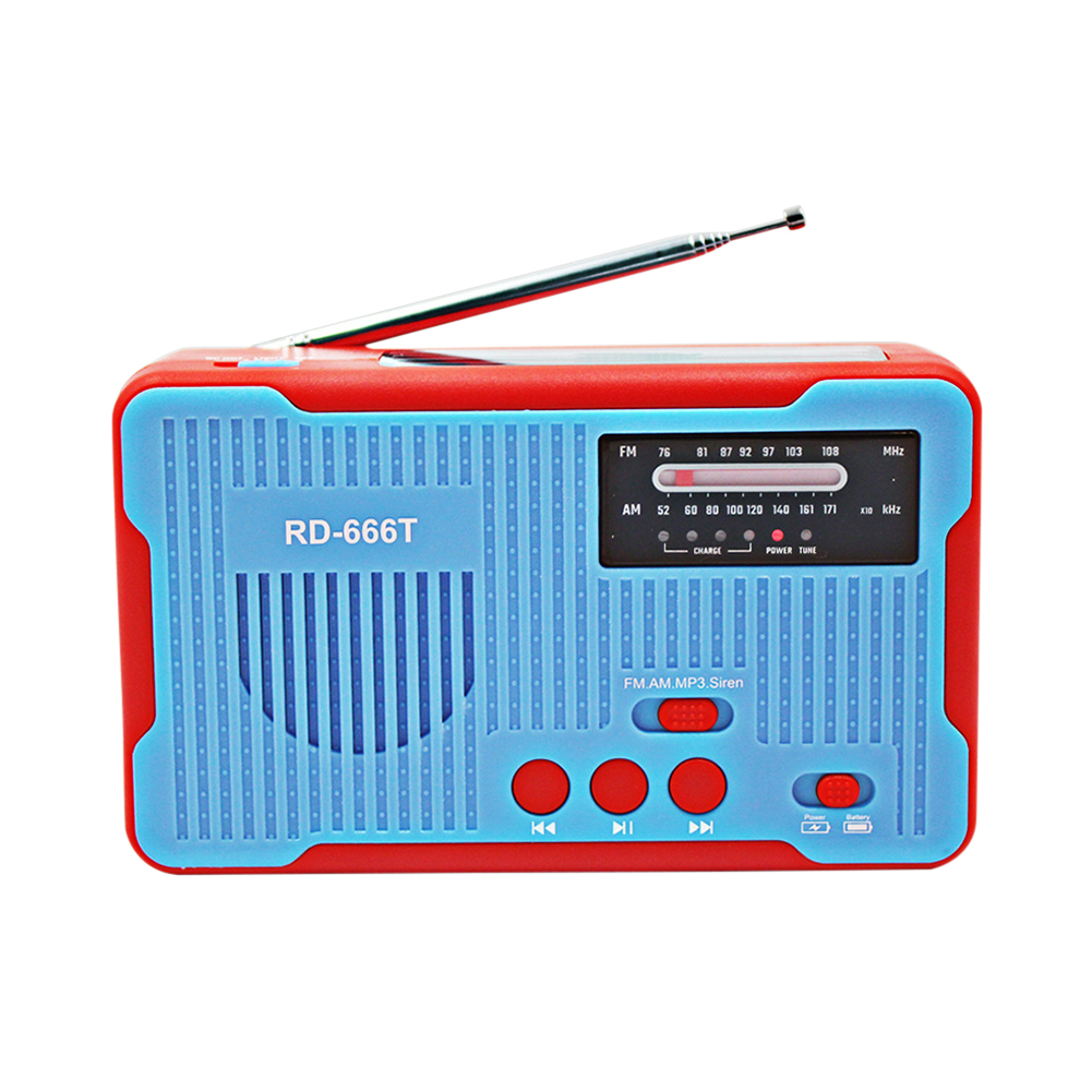 Hand Crank Emergency Solar Powered Radio 2000mAh Phone Charger Camping Flashlight AM/FM/NOAA Weather Dynamo Generator: Blue