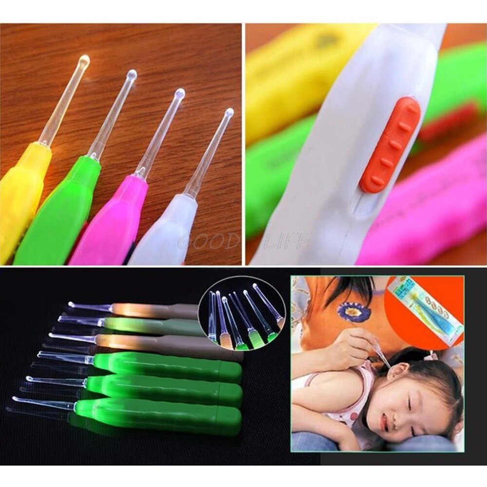 Cartoon Led Licht Oor Pick Cleaner Lepel Zaklamp Oorsmeer Removal Tool Set Veilig