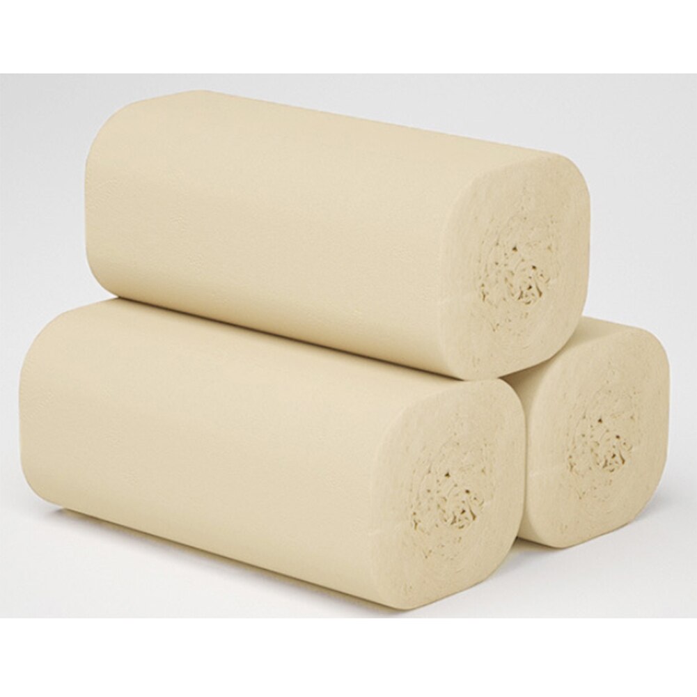 Toallas de papel recicladas de fibra de bambú, paquete de 6 rollos de papel de 4 capas