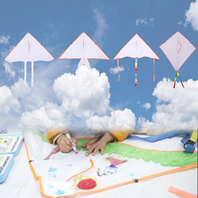 Kleurrijke Vliegeren Opvouwbare Outdoor Strand Kite Kinderen Kids Sport Grappig Speelgoed Diy Schilderij Kite