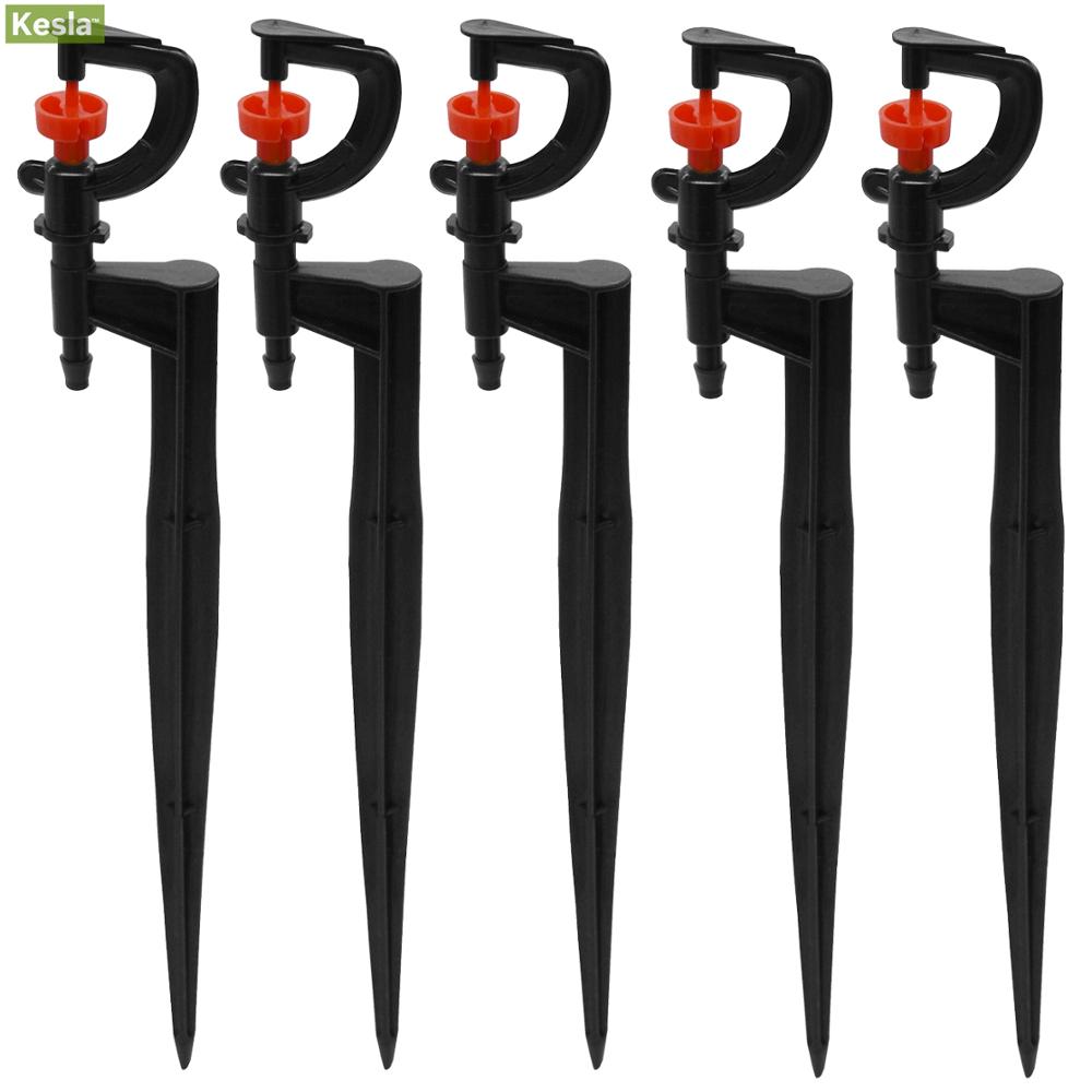 KESLA-rociador giratorio para jardín, 10 Uds., cabezal giratorio de 360 grados con estaca, boquillas de riego de manguera de 4/7mm