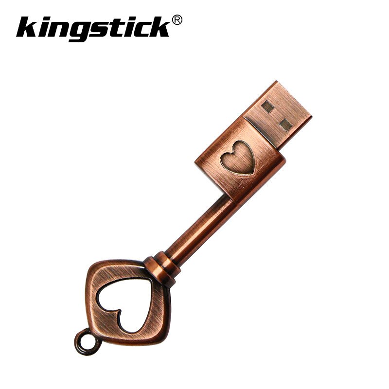 Drive Metalen Zuiver Koper Hart Sleutel Usb Flash Drive Mini Usb Stick Sleutel Echt 4Gb 8Gb 16gb 32Gb 64Gb Thumb Stick