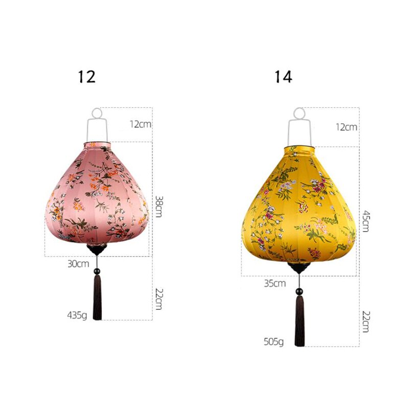 12/14inch Chinese Traditional Silk Lanterns Japan Waterproof Retro Style Scenic Spots Ancient Town Decor Palace Lantern