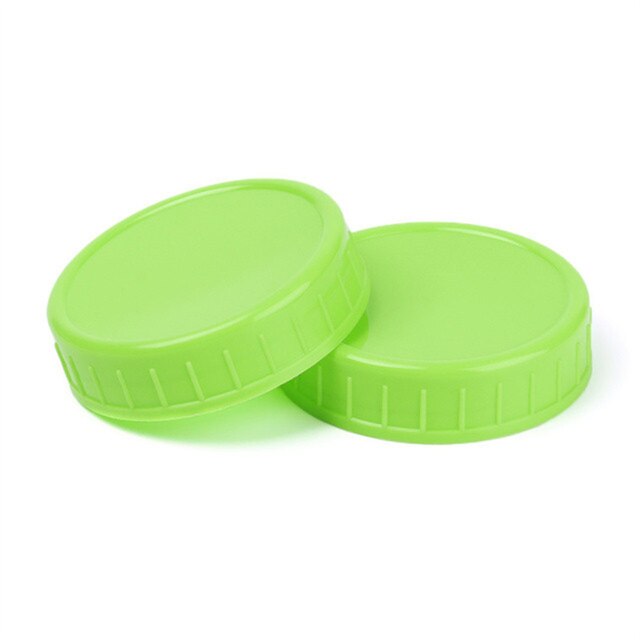10pcs Mason Jar Lids Unlined Ribbed Plastic Cup Lid Regular Mouth Mason Cannings Leakproof Storage White Bottle Caps Cover: Green 86mm