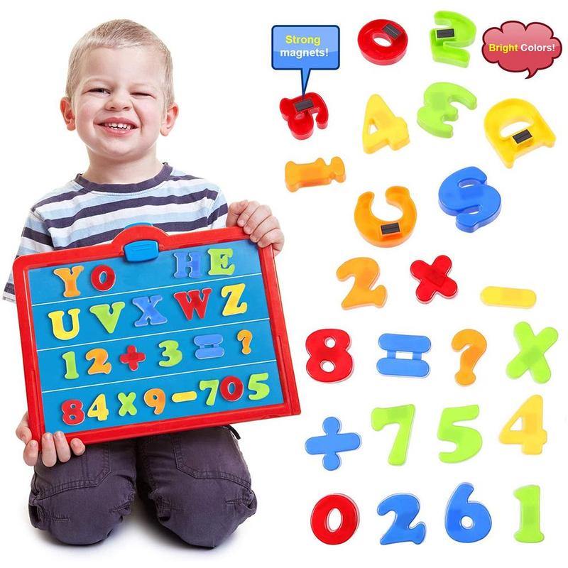Oplysning legetøj magnetiske store og små bogstaver pinyin klistermærker undervisning aritmetik sti alfabet magnetisk køleskab sti  m1 j 8