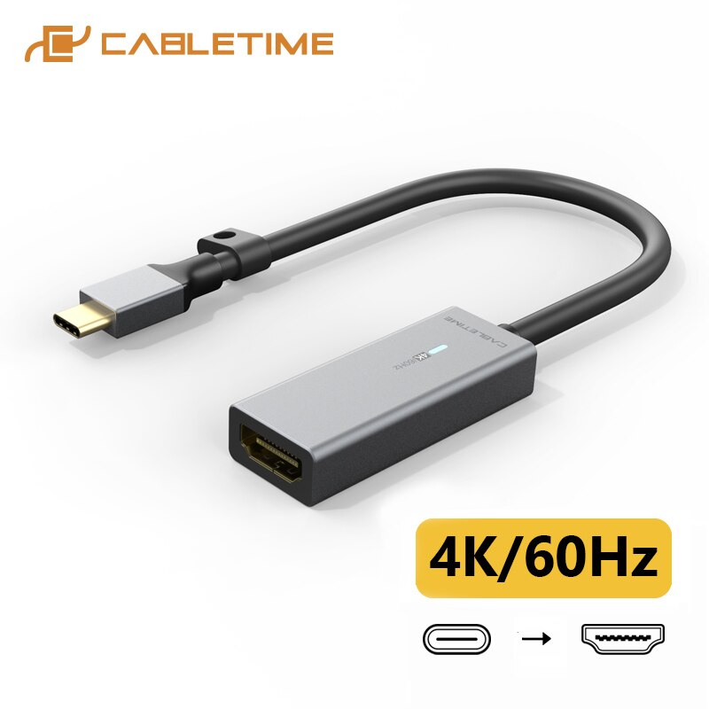 CABLETIME 4K 60HZ Mini Displayport do HDMI Adapter Synchronizacja danych Światło oddechowe Mini Dp Konwerter dla Macbook Lenovo Acer C315