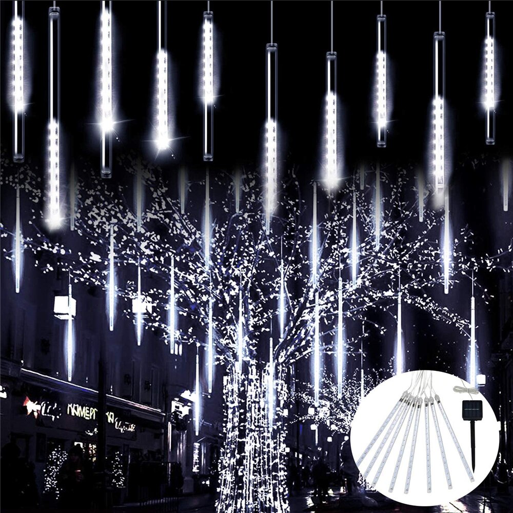 30/50Cm 8Tube Led Meteorenregen String Licht Outdoor Waterdichte Fairy Lamp Voor Wedding Party Kerst tuin Tree Decor: White / 50cm-8tubes