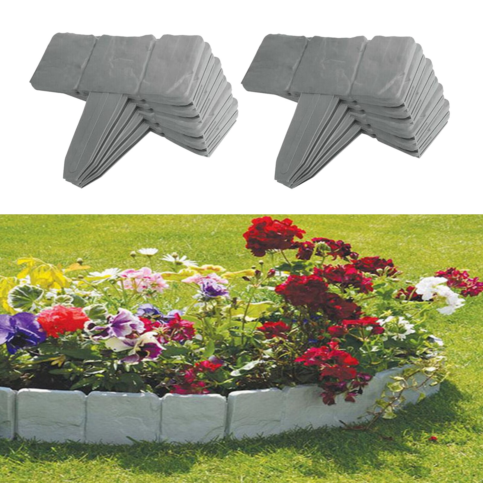 10pcs Flexible Garden Border Decorative Stone Trim 10 Pieces DIY Palisade