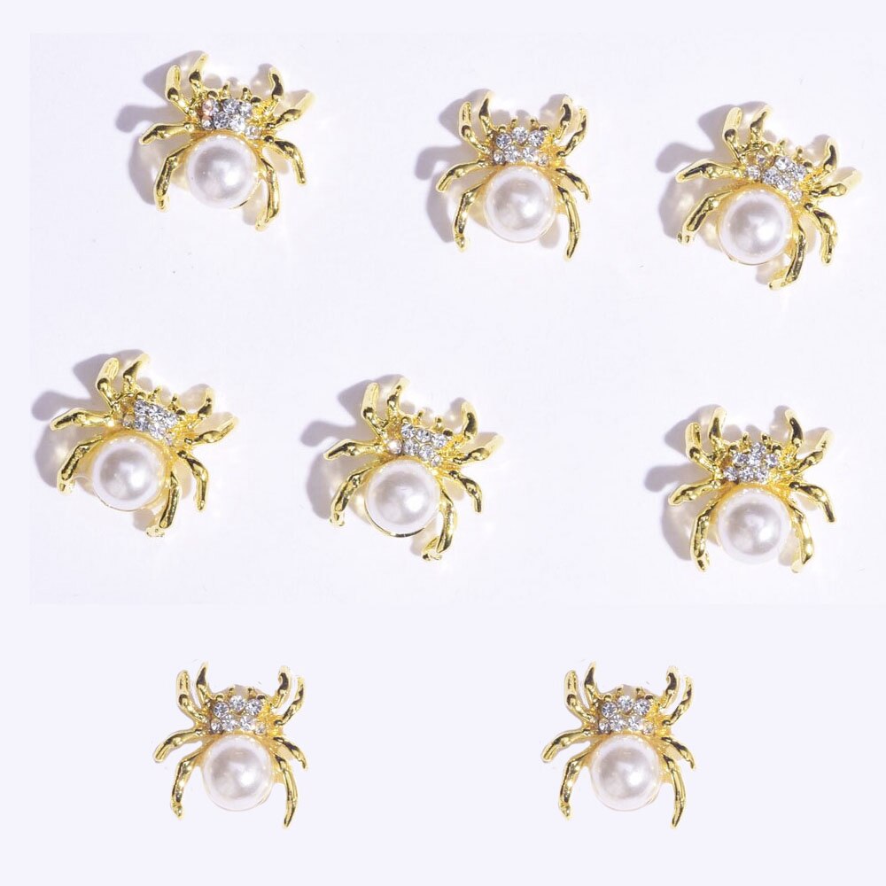 Insekt metal nail art charm 3d legeret bi/edderkop/møl krystal rhinsten smykker dekoration perle perle manicure tilbehør: 4(10 stk)