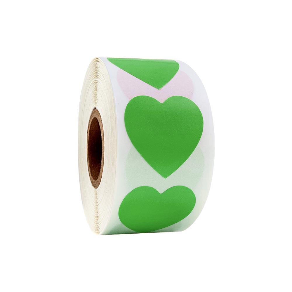500pcs Chroma Label Color-Code heart Labels stickers Black white green blue orange red brown yellow gold stationery stickers: green