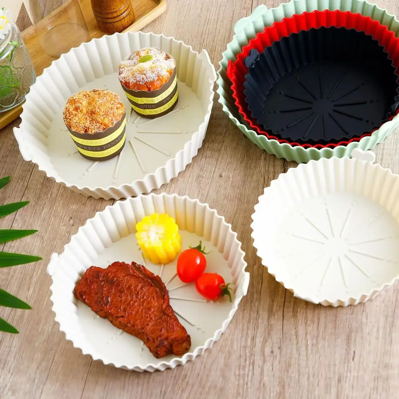 1 Stuks Lucht Friteuse Bakplaat Siliconen Herbruikbare Bakmand Grill Pan Food-grade Non-stick Cakevorm keuken Oven Pot Accessoires