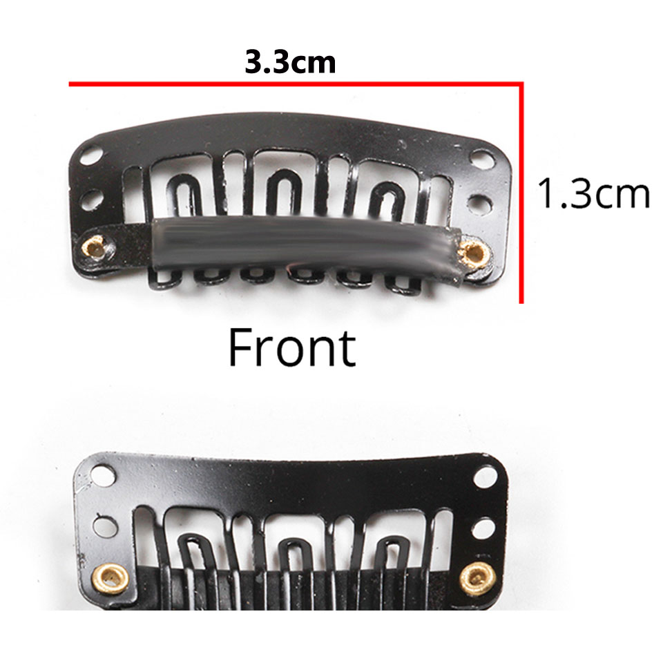 Zzhair 100 stk parykværktøj kamme snap clips med gummi til hårforlængelse toupee diy 6 tænder 3.3cm sort brun blond
