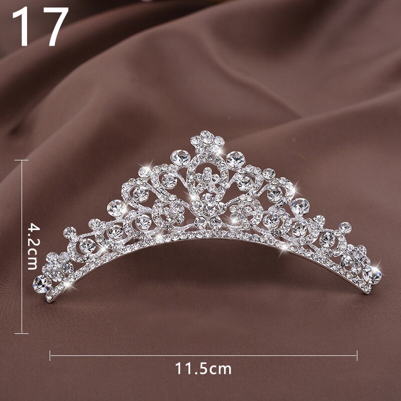 Prinzessin Krone für Mädchen Zeigen Braut Krone Tiara Diadem Silber Farbe Kristall Blumen Hochzeit Braut Haar Zubehör Kopf Schmuck: 17