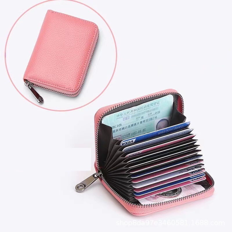 Mini skórzany portfel na 22 karty Etui biznesowe Torebka Etui na karty kredytowe Blokowanie RFID Torba na karty o dużej pojemności: Niebieski