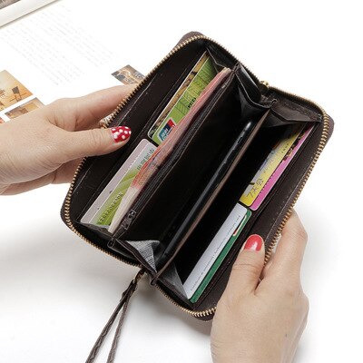 Women's Rose Print Wallet Long Handbag Wild Zipper Clutch Bag Multi-card Wallet Purse Card Holder cartera