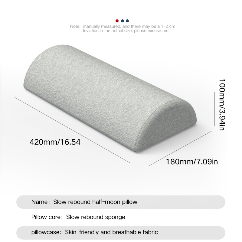 Komfortpute for ben, rygg og hode, trekk i bomull med minneskum, korsryggstøttepute for semi-rullpute