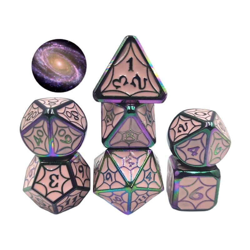 7 st / set legerat metall polyhedral tärningar  d20 d12 d10 d8 d6 d4 för dnd rpg mtg tabl  m68d: E