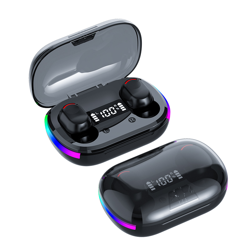 wireless earphones with colorful lights, HiFi sound , touch operation, LED display charging case, suitable for mobile