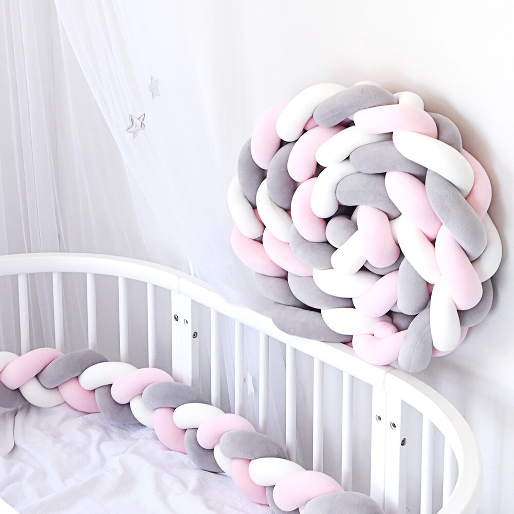 Baby Bed Bumper 3 Strands Knotted Braided Bumper crib bumper Soft Cotton Knot Pillow Pad Crib Protector baby decoration room