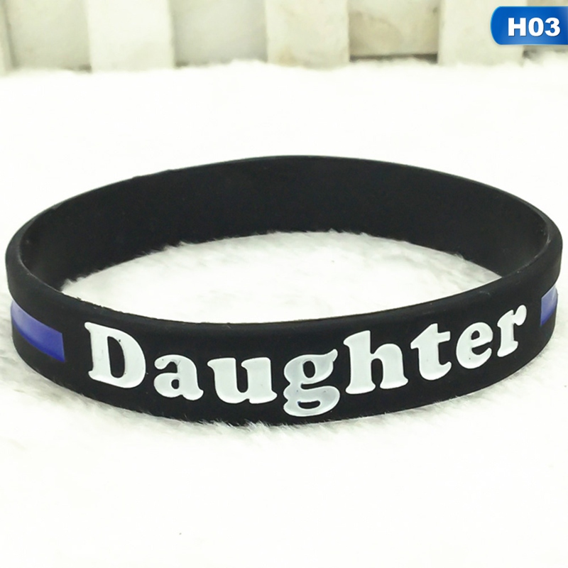 1pc Papà Mamma Figlia Figlio Fratello Marito Sottile Linea Blu Braccialetti Del Wristband Del Silicone Agenti di Polizia di Pattuglia Consapevolezza di Sostegno: BL5531H03