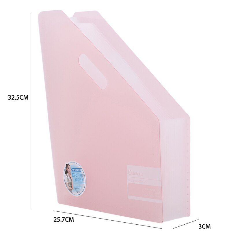 Desk File Folder Plastic Document Paper Organizer Storage Holder Multilayer Expanding Box School Office Stationery: Pink