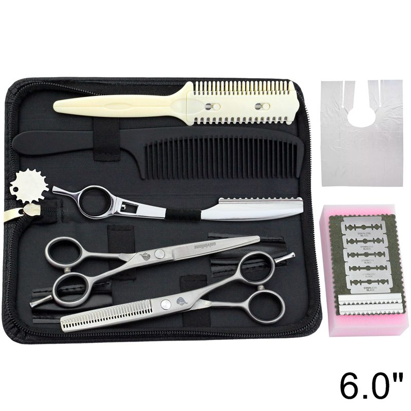 6" barber hair scissors hairdressing razor salon supplies hair cutting shears hair thinning sissors pinking clipper: 6009A-Kit Razor