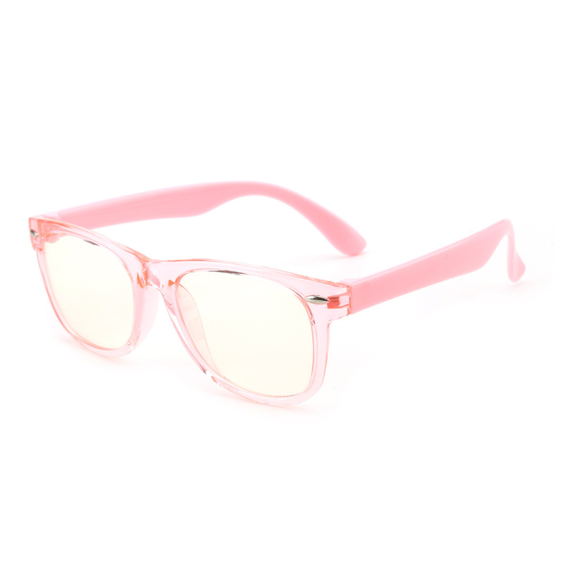Gafas con protección UV400 para niños y niñas, lentes con marco óptico Flexible, color rosa claro, antiluz azul,: C4