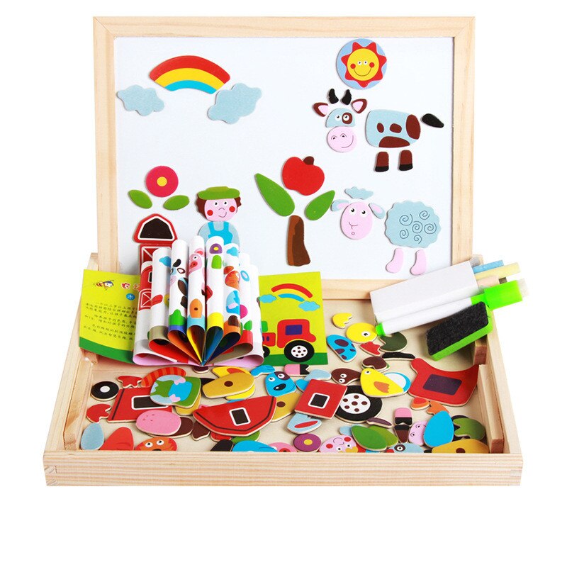 3D Wooden Magnetic Puzzle - Figures, Animals, Vehicles, Drawing Board - Educational Toy for Kids