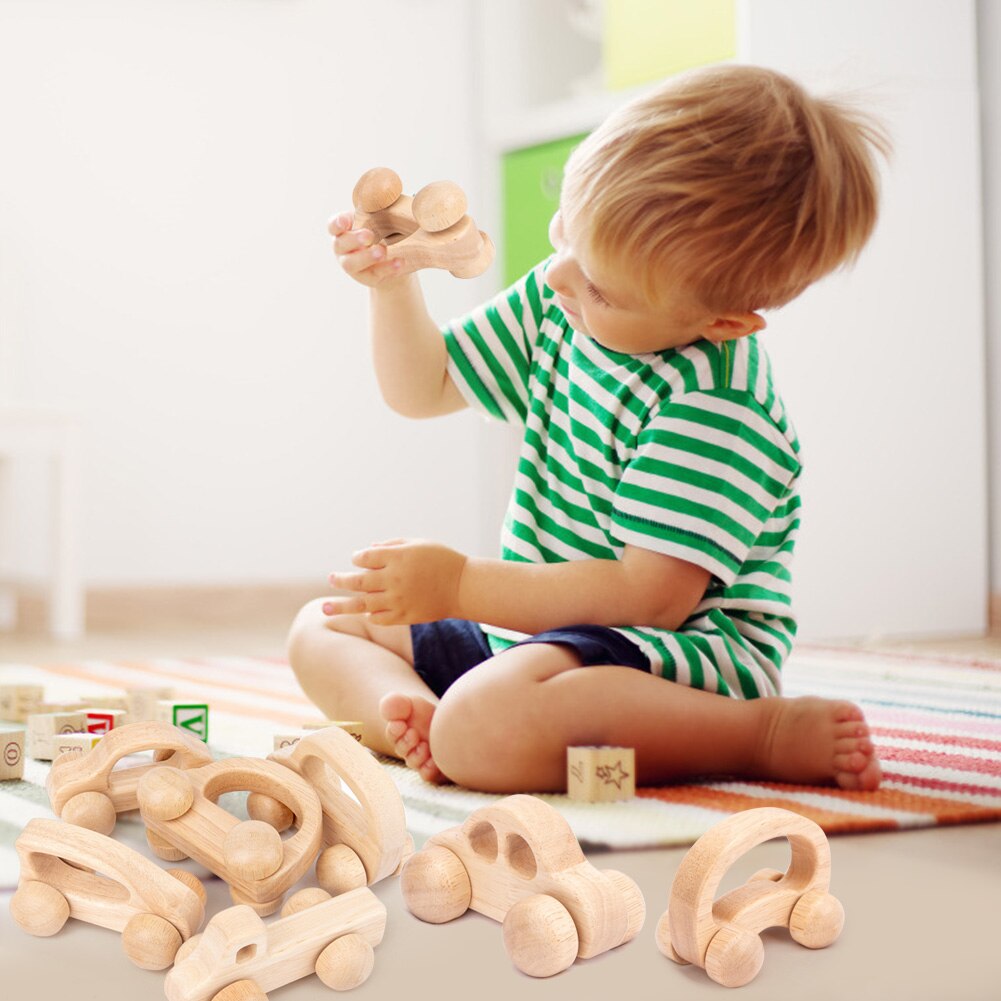 Montessori Toys Wooden Toys Wood Car Blocks Children Automobile Vehicles Car Model Baby Hand Catching Grip Toys Kids Educational