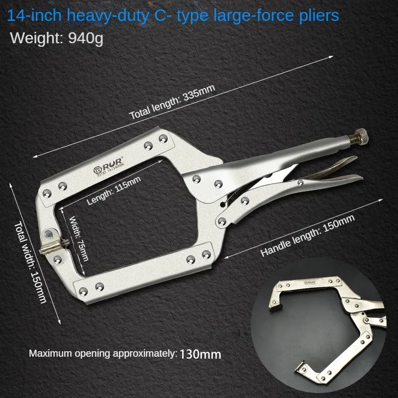 RUR Multi-function Pliers Industrial C-type Pressure Plier Heavy-duty Clamp Tools 6/9/11/14/18 Inch Woodworking Fixed Pliers: PURPLE