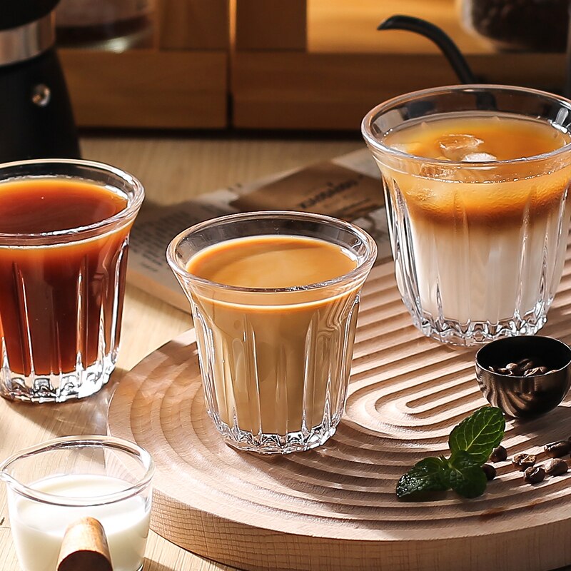 JINYOUJIA-taza de vidrio templado para Espresso, recipiente transparente hecho a mano, resistente al calor, para bebidas de té, café, Espresso