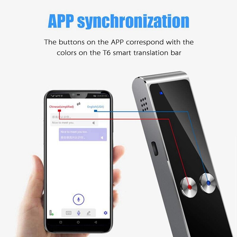 2 Set Accessories: 1 Set Smart Translator Device & 1 Set Mini Mp3 Player With Built in Speaker Black