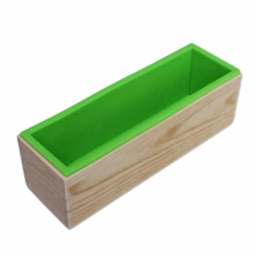 1200ml Silicone Soap Mold Wooden Box Reusable Rectangle Soap Mold Rectangular Shape Flexible Silicone Soap Making Mold: green
