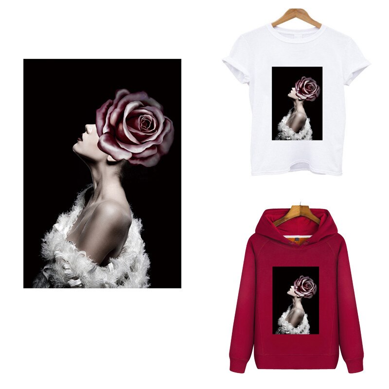 Parches termosensibles a la , pegatinas térmicas a rayas para la ropa, ropa fusible, apliques de flores, tops personalizados