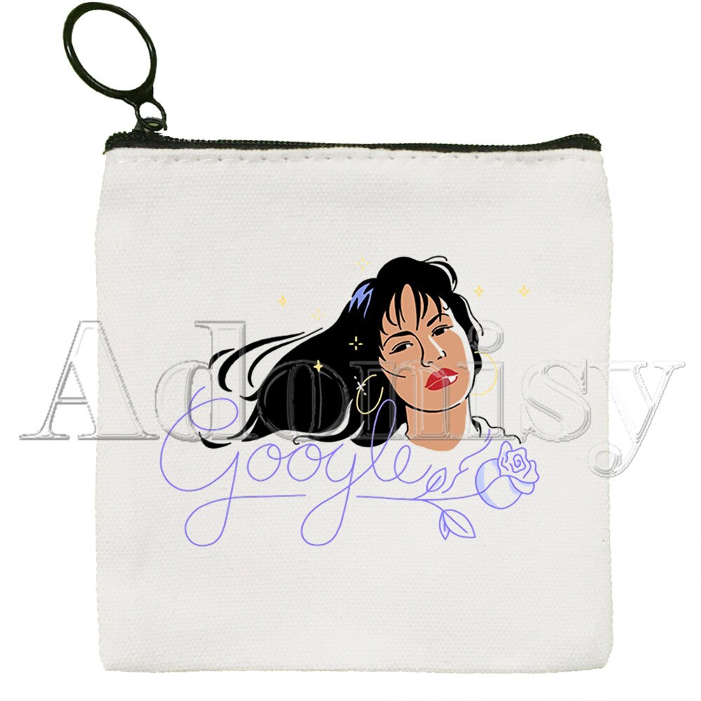 Vintage 90s Inspired Selena Quintanilla Canvas Coin Purse Coin Purse Collection Canvas Bag Small Wallet Zipper Key Bag Hand: I