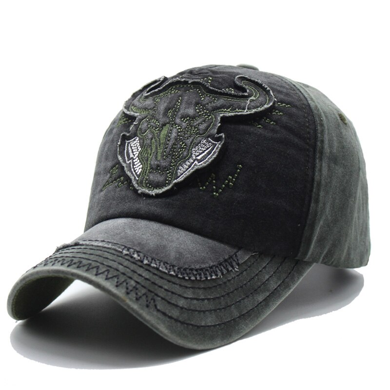 Tjurhuvud djur broderad basebollkeps unisex hatt basebollkeps svart gammaldags utomhusklubb herrhatt sommar