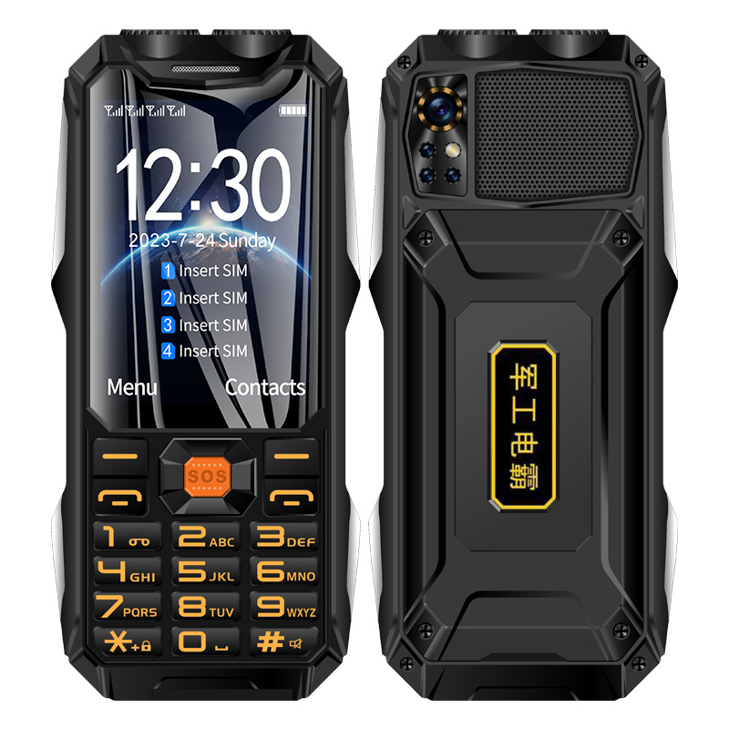 YEEMI Q9 GSM 2G red teléfono móvil 4 tarjetas SIM barra resistente teléfono móvil pantalla HD de 3,5 pulgadas batería grande voz fuerte para personas mayores: Negro / Bundle (Pack) 1