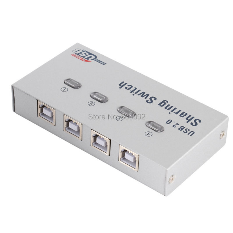 4 Ports USB 2.0 Sharing Switch 4 in 1 Out USB Switcher Adapter Box Selector Box USB Hub for PC Scanner Printer Copier Plotter