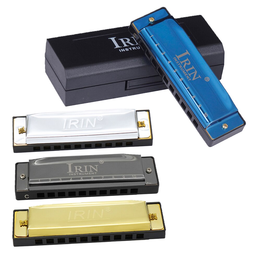 10 Holes Harmonica 20 Notes C Key Blues Harmonica w/ Case Musical Instrument Mouth Organ for Beginner Children