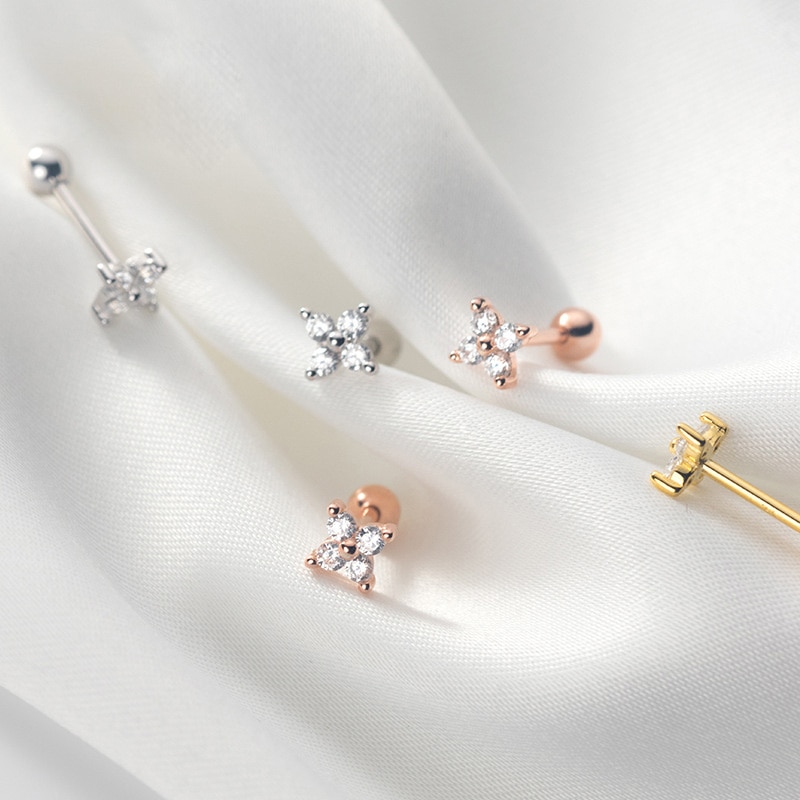 La Monada – boucles d'oreilles à clous pour femmes, bijoux à fleurs, coréen, minimaliste, en argent 925, 925
