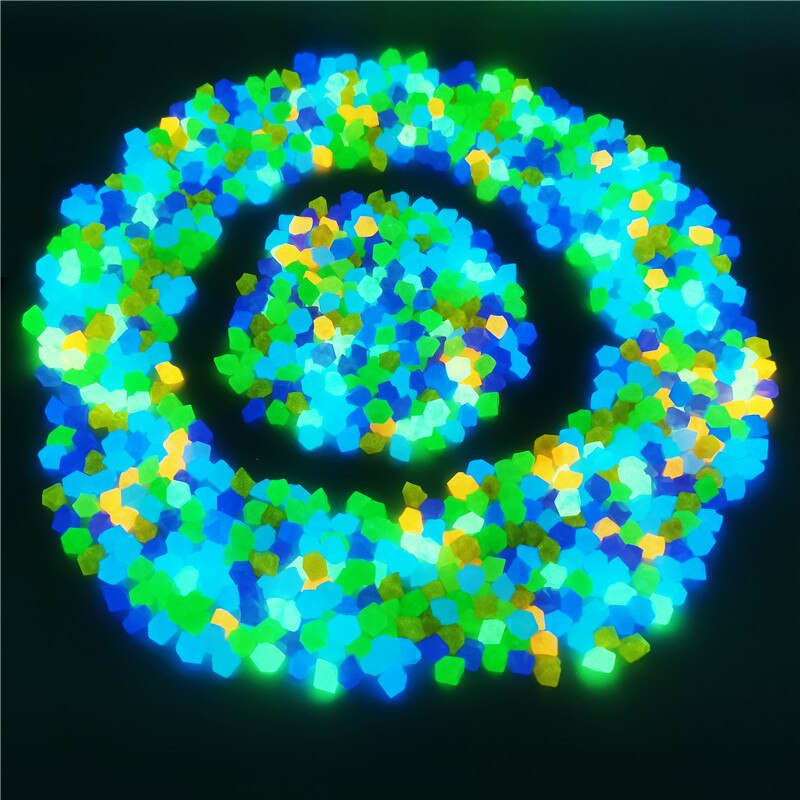 300pcs Fish Tank Decorations Rocks Garden Ornaments Glow Stone Dark Aquarium Stones Garden Walkways Decorations