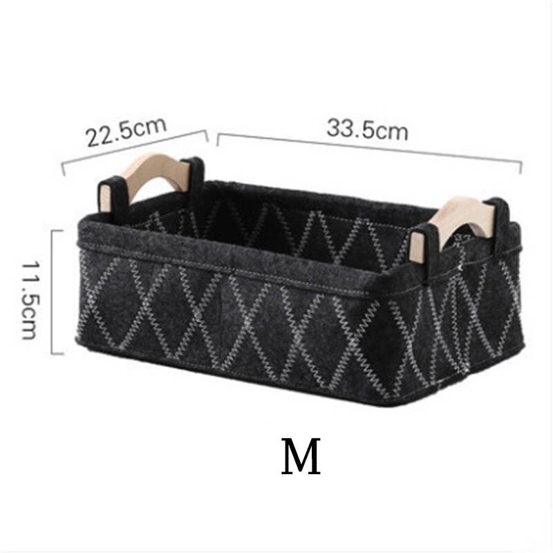 Inklapbare Opslag Bakken Opvouwbare Vilt Opslag Wasmand Organizer Carry Houten Handvat Doeken Speelgoed Dozen Containers: Grey - M