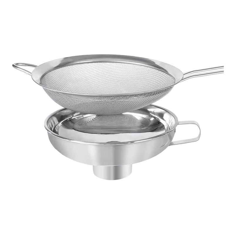 Stainless Steel Canning Funnel Fine Mesh Strainer Sieve,Kitchen Funnel for Wide and Regular Jars Liquid Dry Ingredients: Default Title